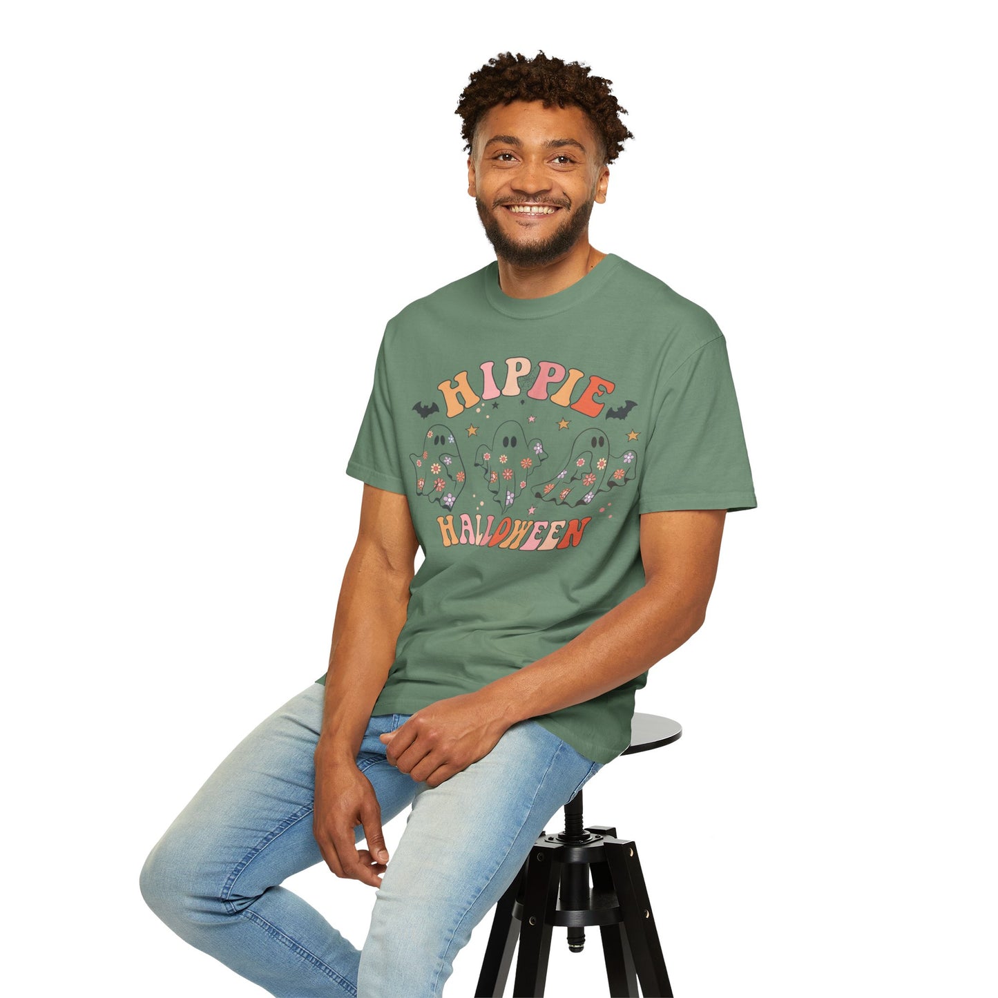 Hippie Halloween T-Shirt | Unisex Garment-Dyed Tee for Festive Fun, Casual Wear, Halloween Party, Fall 2023