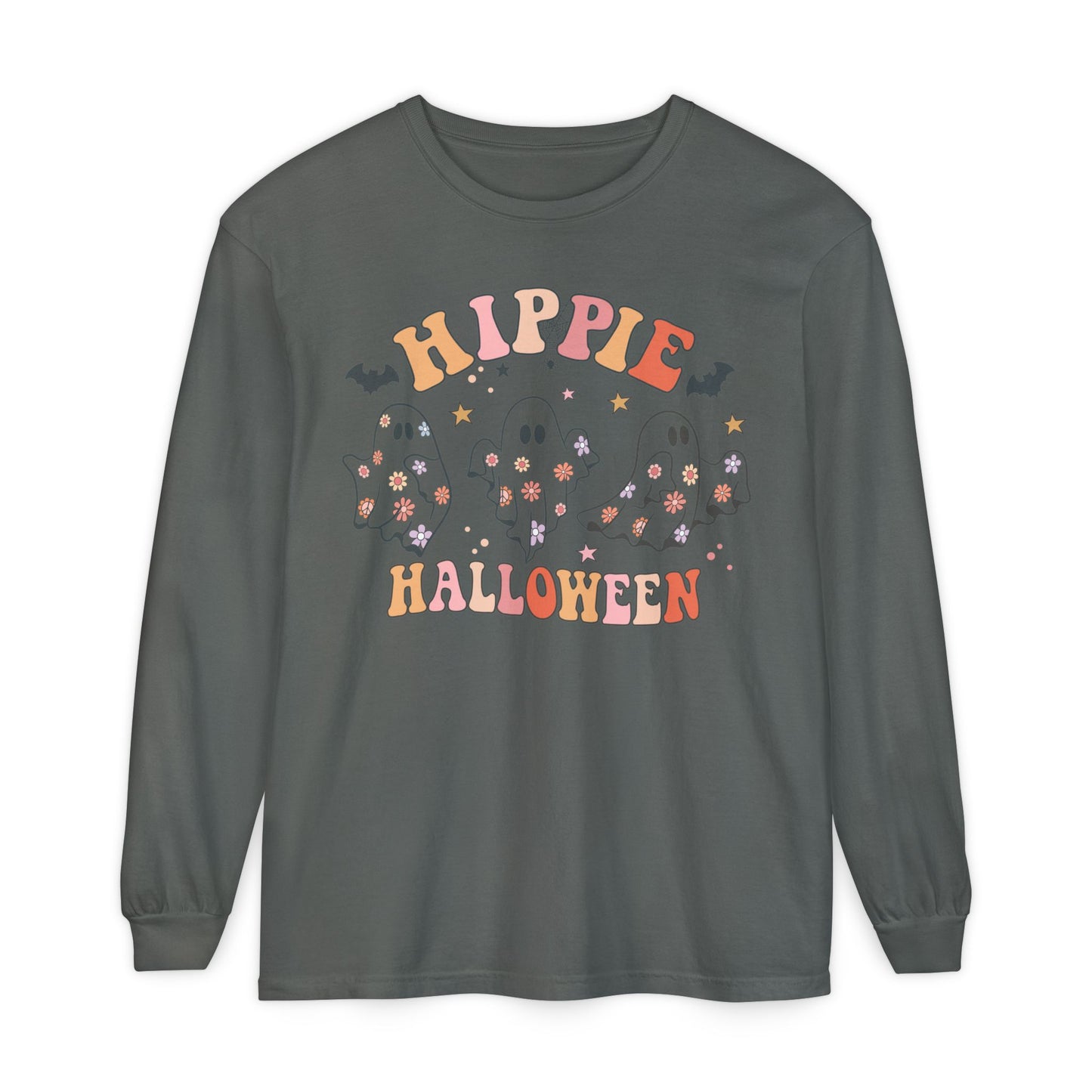 Hippie Ghosts Halloween Long Sleeve T-Shirt, Spooky Casual Wear, Fall Fashion, Halloween Party Tee, Gift for Ghost Lovers