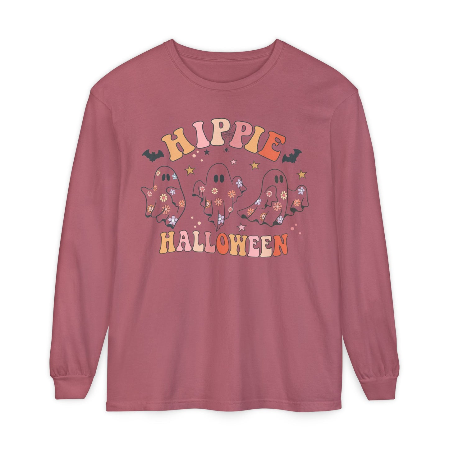 Hippie Ghosts Halloween Long Sleeve T-Shirt, Spooky Casual Wear, Fall Fashion, Halloween Party Tee, Gift for Ghost Lovers
