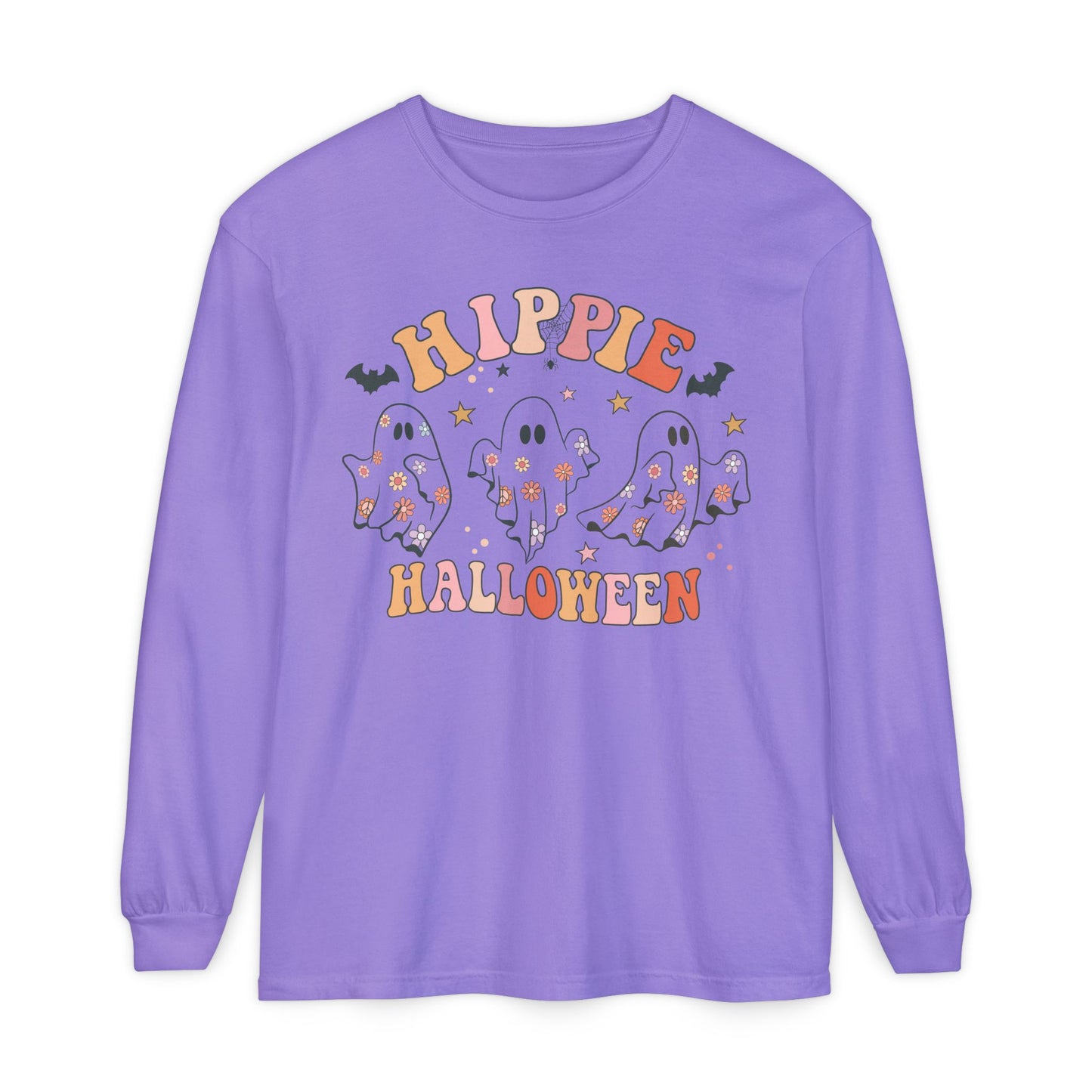 Hippie Ghosts Halloween Long Sleeve T-Shirt, Spooky Casual Wear, Fall Fashion, Halloween Party Tee, Gift for Ghost Lovers