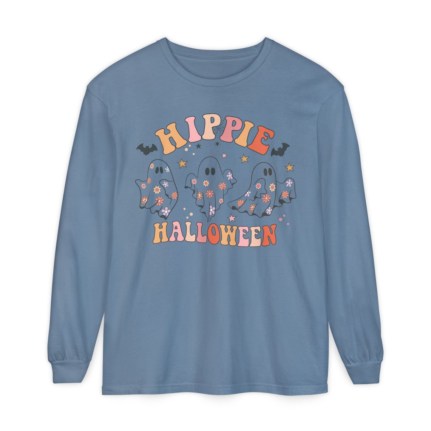 Hippie Ghosts Halloween Long Sleeve T-Shirt, Spooky Casual Wear, Fall Fashion, Halloween Party Tee, Gift for Ghost Lovers