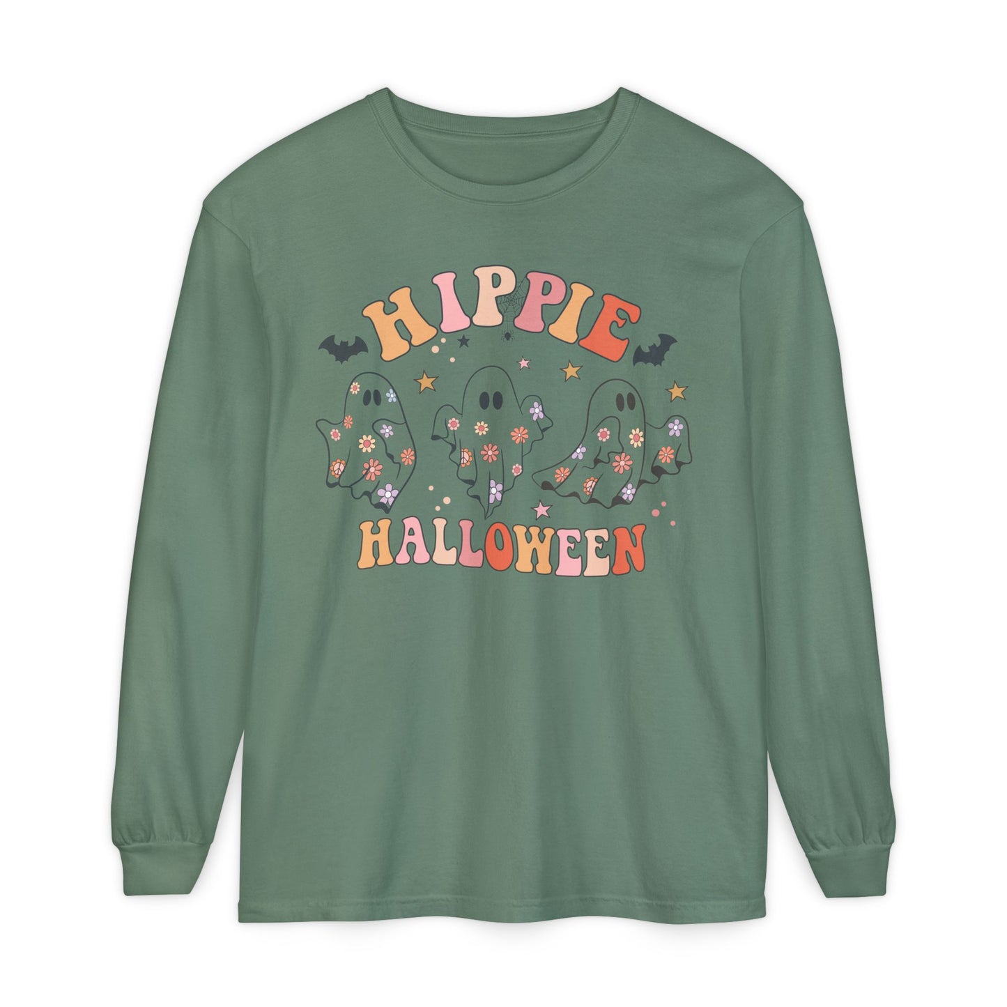 Hippie Ghosts Halloween Long Sleeve T-Shirt, Spooky Casual Wear, Fall Fashion, Halloween Party Tee, Gift for Ghost Lovers
