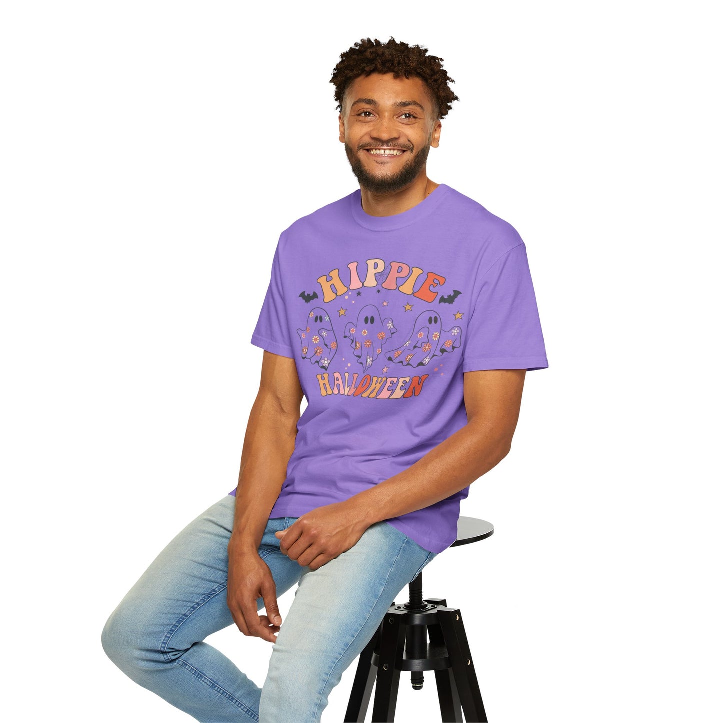 Hippie Halloween T-Shirt | Unisex Garment-Dyed Tee for Festive Fun, Casual Wear, Halloween Party, Fall 2023