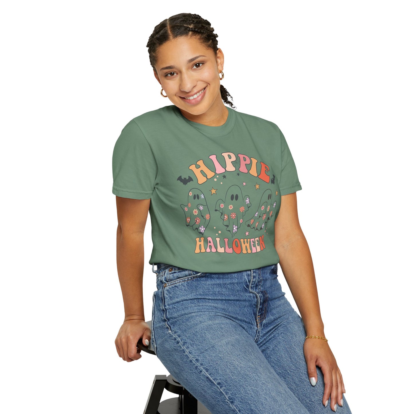 Hippie Halloween T-Shirt | Unisex Garment-Dyed Tee for Festive Fun, Casual Wear, Halloween Party, Fall 2023