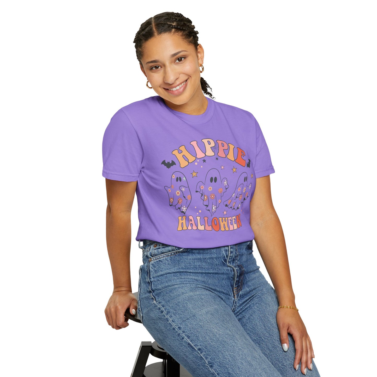 Hippie Halloween T-Shirt | Unisex Garment-Dyed Tee for Festive Fun, Casual Wear, Halloween Party, Fall 2023