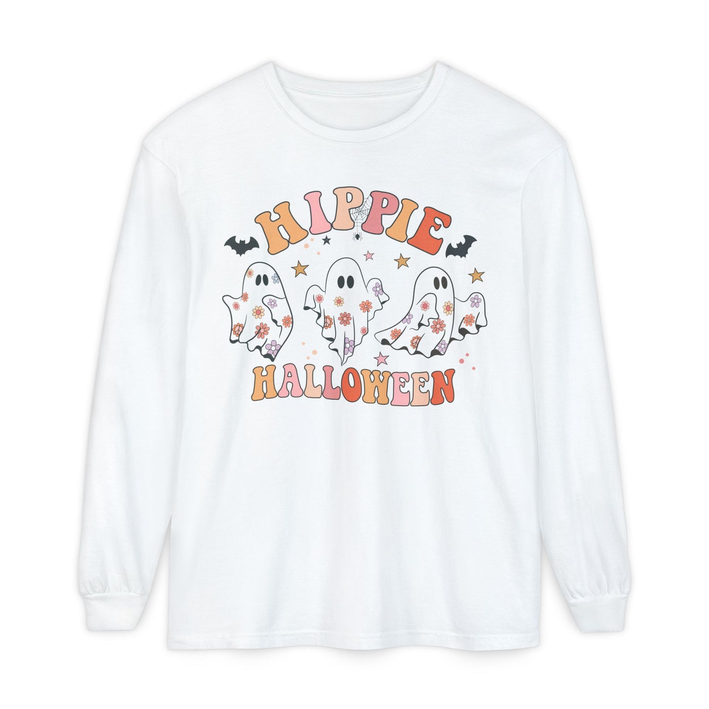 Hippie Ghosts Halloween Long Sleeve T-Shirt, Spooky Casual Wear, Fall Fashion, Halloween Party Tee, Gift for Ghost Lovers