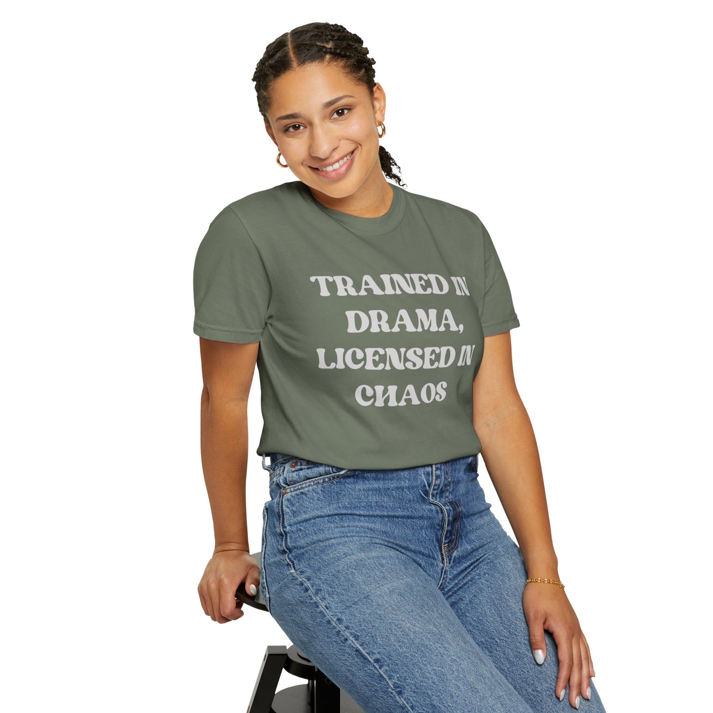 Trained in Drama, Licensed in Chaos Unisex T-Shirt
