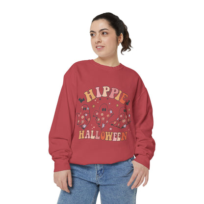 Hippie Halloween Sweatshirt - Cozy Unisex Garment-Dyed Pullover, Perfect for Fall Celebrations, Halloween Parties, and Casual Wear, [...]