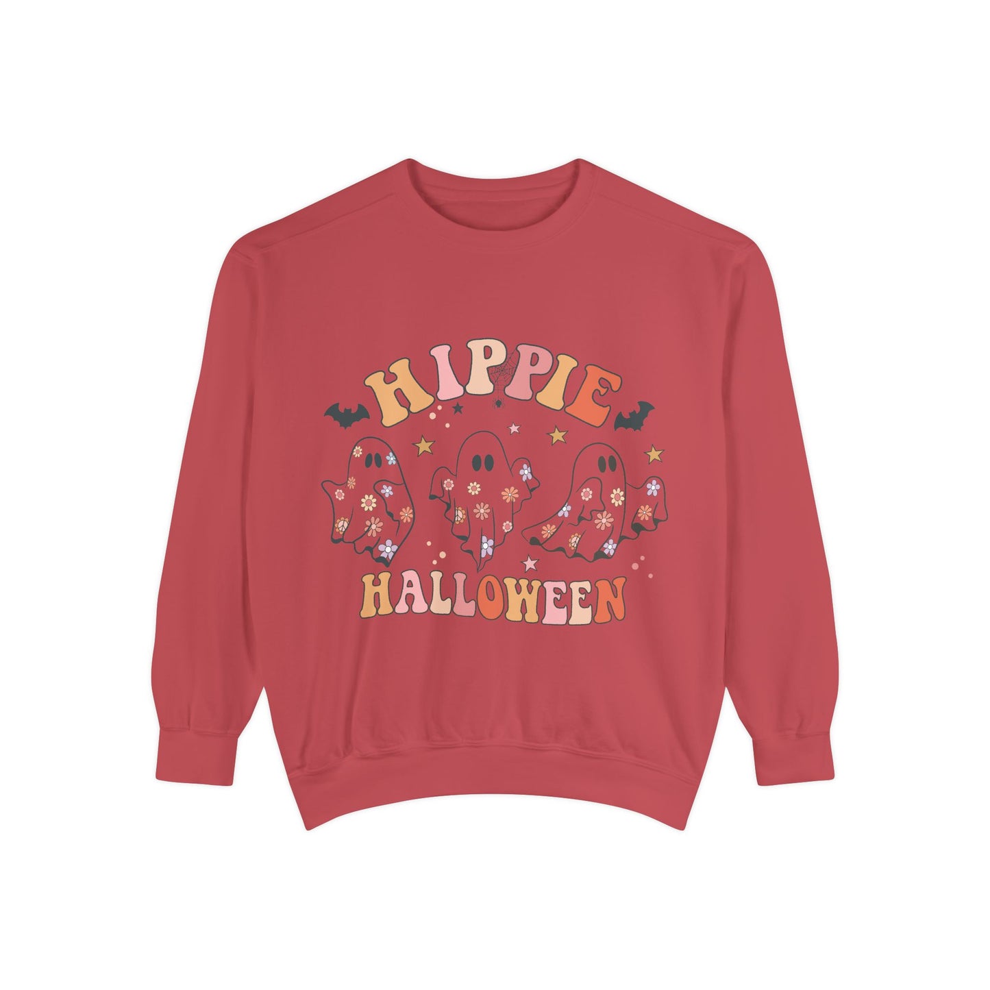 Hippie Halloween Sweatshirt - Cozy Unisex Garment-Dyed Pullover, Perfect for Fall Celebrations, Halloween Parties, and Casual Wear, [...]