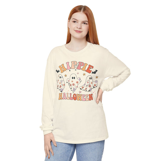 Hippie Ghosts Halloween Long Sleeve T-Shirt, Spooky Casual Wear, Fall Fashion, Halloween Party Tee, Gift for Ghost Lovers