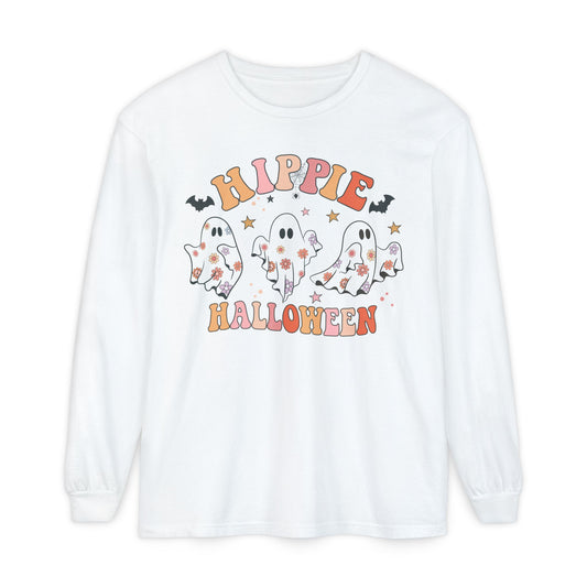 Hippie Ghosts Halloween Long Sleeve T-Shirt, Spooky Casual Wear, Fall Fashion, Halloween Party Tee, Gift for Ghost Lovers